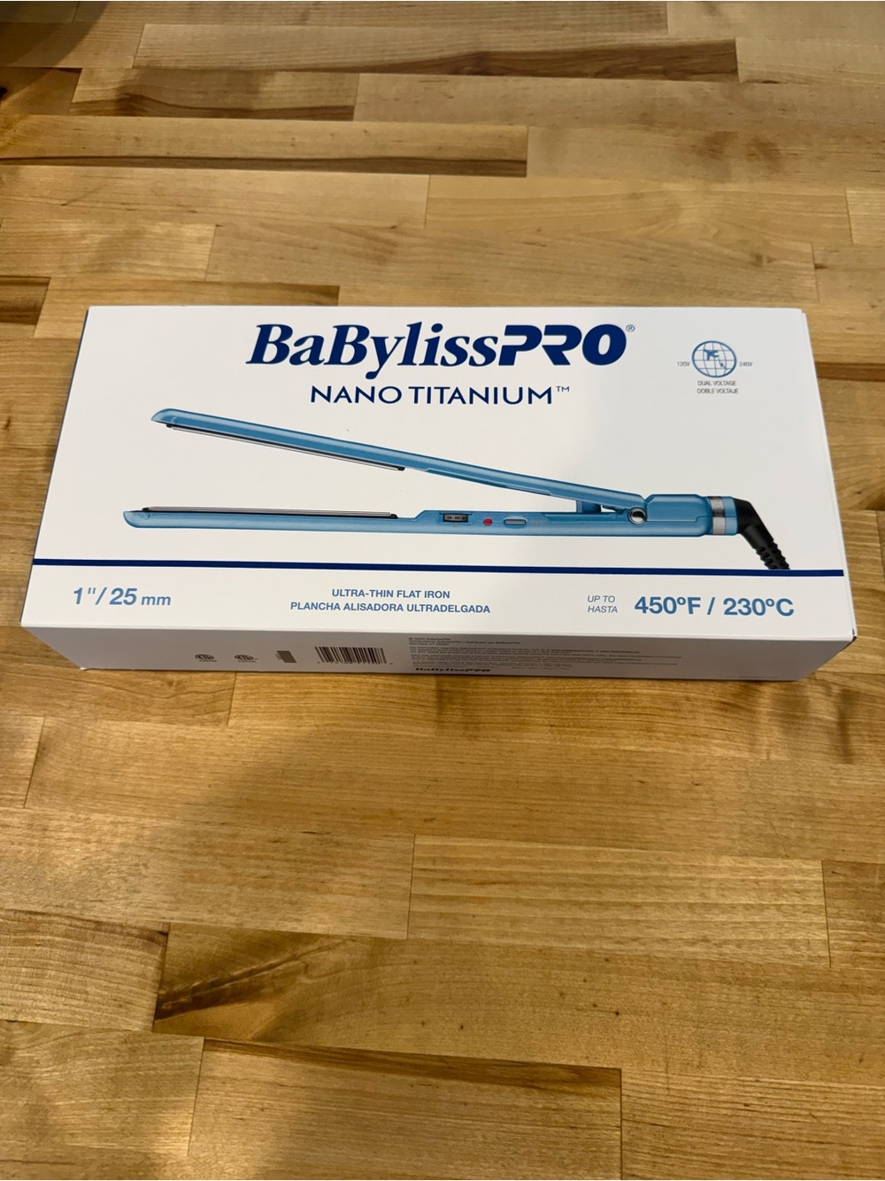 BaByliss Nano Titanium 1" Flat Iron Light Blue Ultra Thin Flat